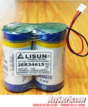 Lisun 2ER34615, Pin nuôi nguồn Lisun 2ER34615 lithium 3.6v 38000mAh (2 viên ghép đôi có zắc cắm)